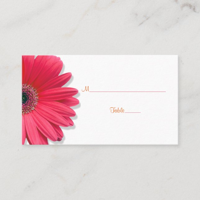 De Placement Carte Mariage rose Gerber Daisy Orange Ribbon (Devant)