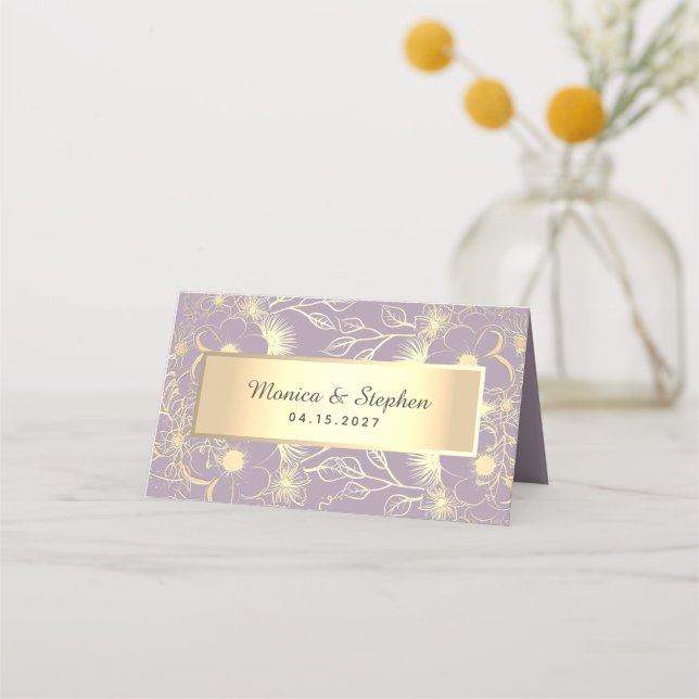De Placement Carte Mariage violet et or (Dos)