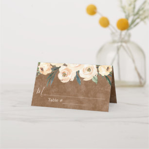 De Placement Carte Place Brown Floral Beige Mariage