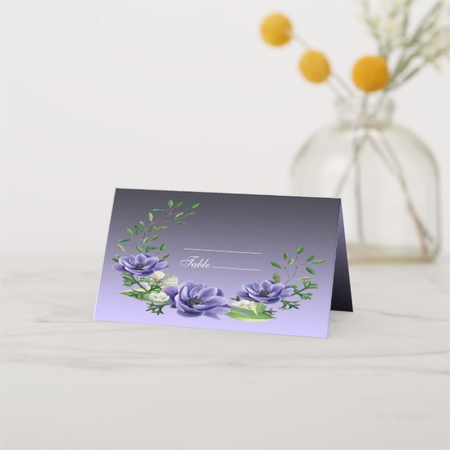 De Placement Carte Place Fleurs violettes Aquarelle (Devant)