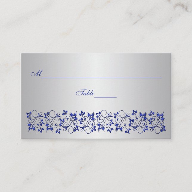 De Placement Carte Place Florale Bleue, Gris (Devant)