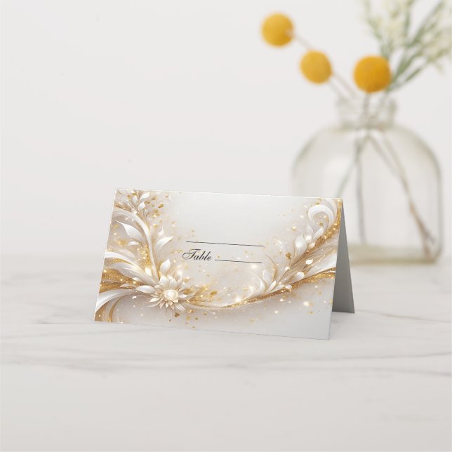 De Placement Carte Place Florale Or Blanc (Devant)