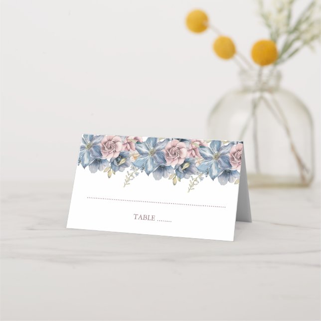 De Placement Carte Place Mariage Dusty Blue et Mauve (Devant)