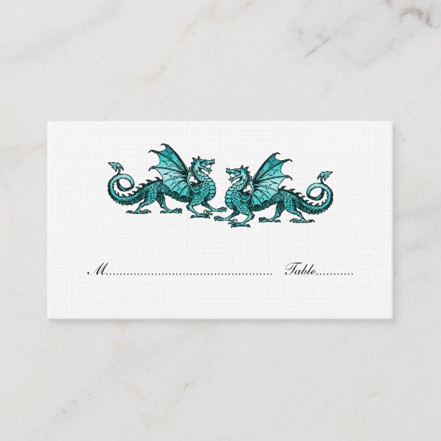 De Placement Carte Place Mariage turquoise Elegant Dragons (Devant)