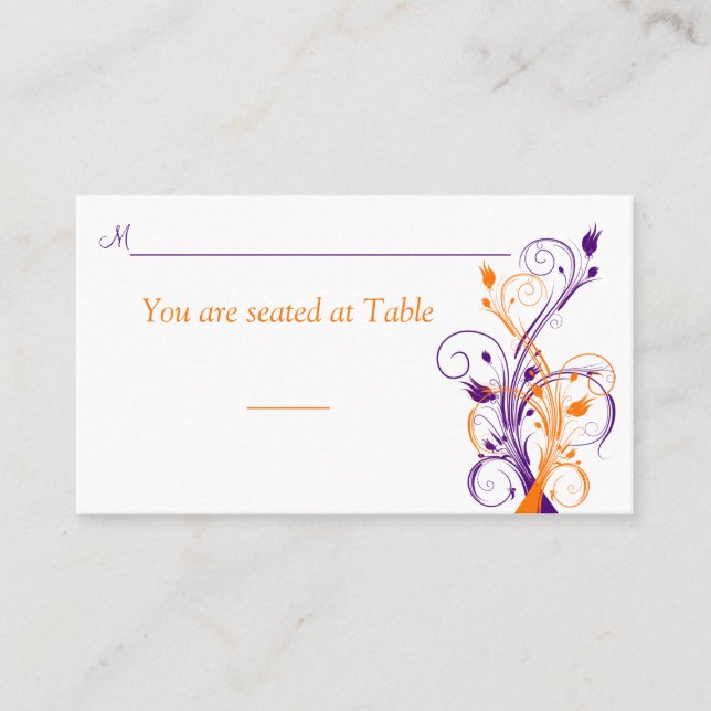 De Placement Carte Place Mariage violet orange blanc (Devant)