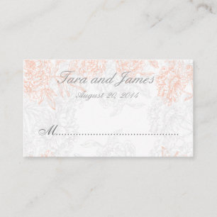 De Placement Carte Place Vintage Orange Grey Mariage Floral