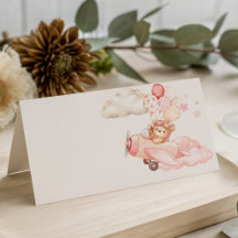 Carte pliée pour Baby Shower Fille Bearly Wait