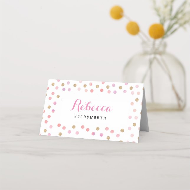De Placement Carte pois or et rose, anniversaire (Devant)