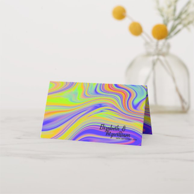De Placement Carte Rainbow Marbling Place ou carte Escort (Devant)