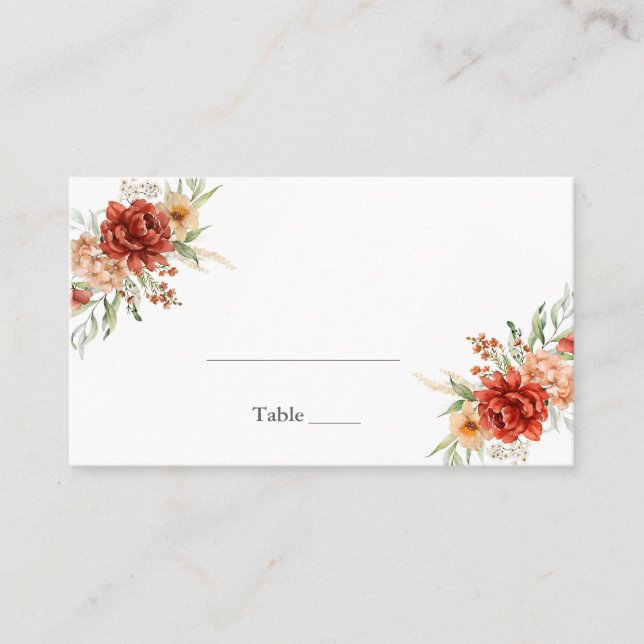 De Placement Carte Rustique Boho Floral Mariage Place (Devant)