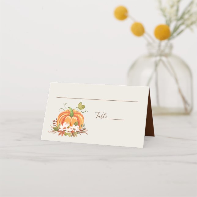 De Placement Carte Rustique Citrouille Place Card Automne Douch (Devant)
