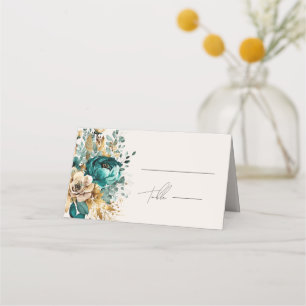 De Placement Carte turquoise Gold Luxe Floral Mariage Place