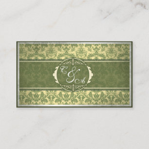 De Placement Carte vintage Green Mariage damassé