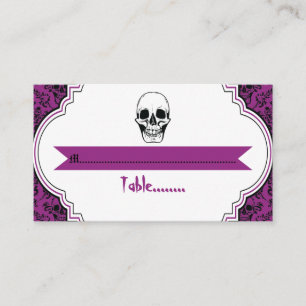 De Placement Crânes damassé violet, noir mariage carte place