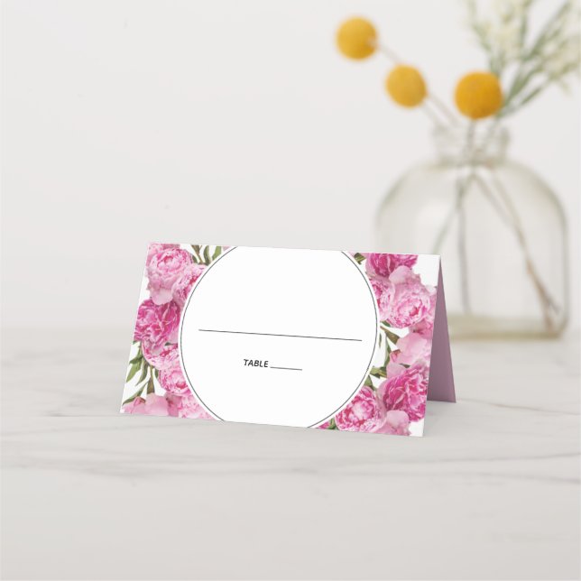 De Placement Elégant Pink Peonies Mariage Carte Place (Devant)