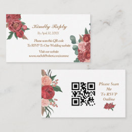 De Placement Elégant rouge floral Rustique mariage carte RSVP