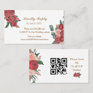 De Placement Elégant rouge floral Rustique mariage carte RSVP