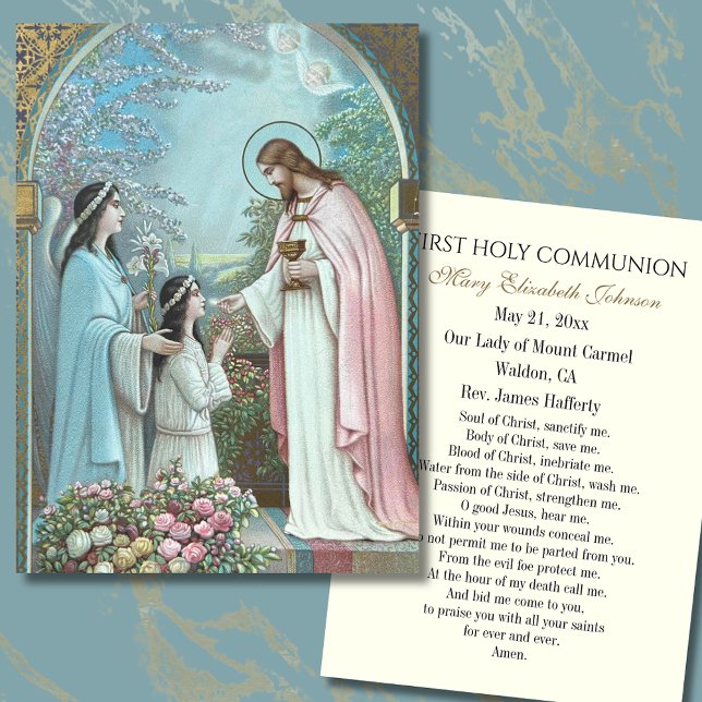 De Placement Fille communion catholique souvenir Carte Sainte (Créateur téléchargé)