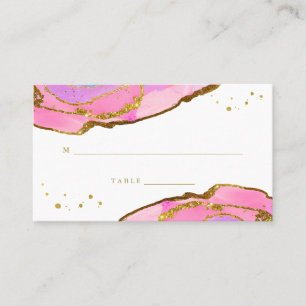 De Placement Géode bleu rose et or   Carte d'évaluation mariage