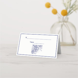 De Placement Hilton Head Island SC Carte Vintage Marine Blue