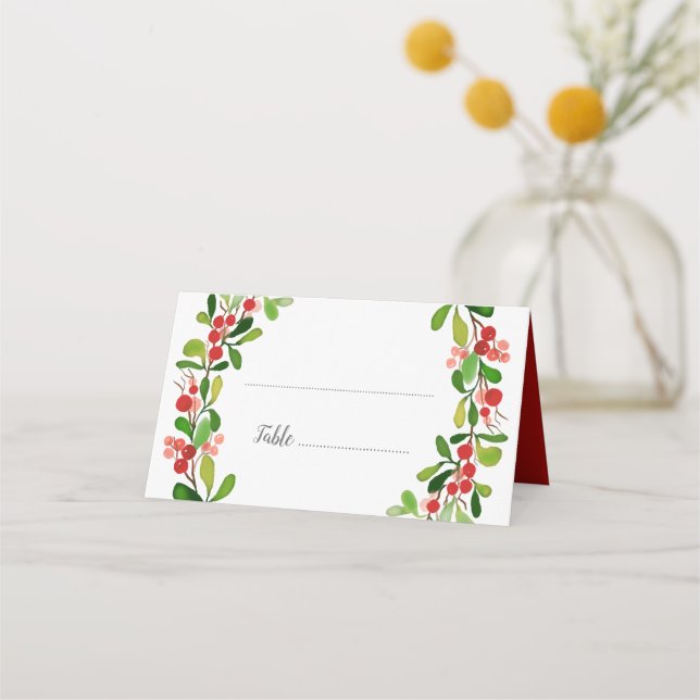 De Placement Holly Feuilles Berry Noël | Carte mariage (Devant)