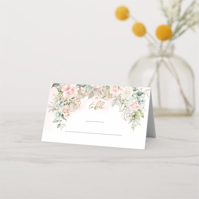 De Placement Lavush rose bouquet mariage carte place (Devant)