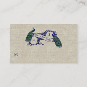 De Placement Linen Peacock Rustique Mariage Place Carte