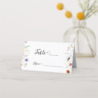 De Placement Mariage fleur sauvage coloré Plié Carte Place