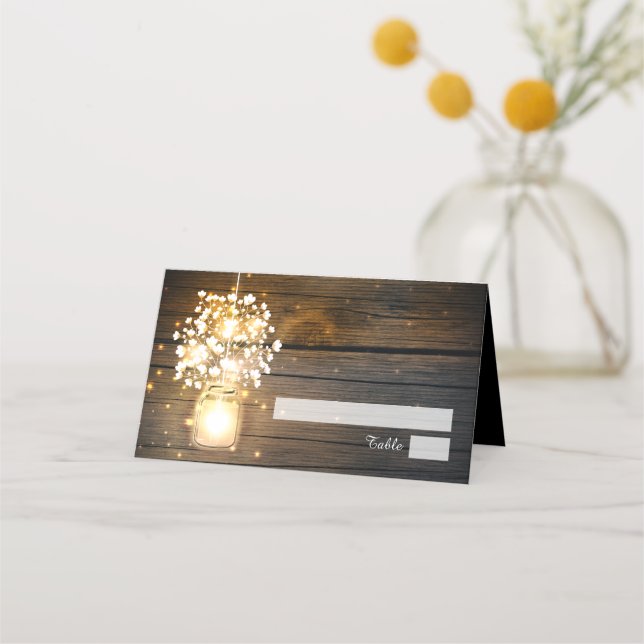 De Placement Mason Jar brillant Lights fleuri carte place (Devant)