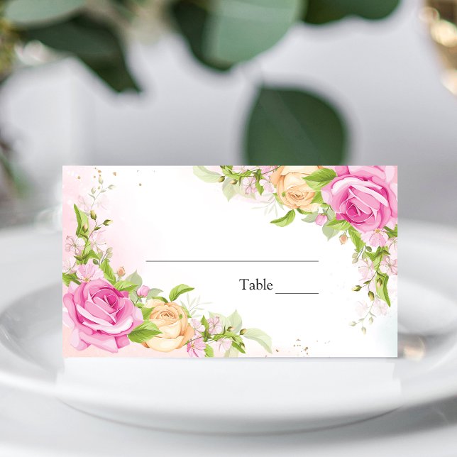 De Placement Moderne Elégant Floral Chic Mariage Carte Place (Créateur téléchargé)