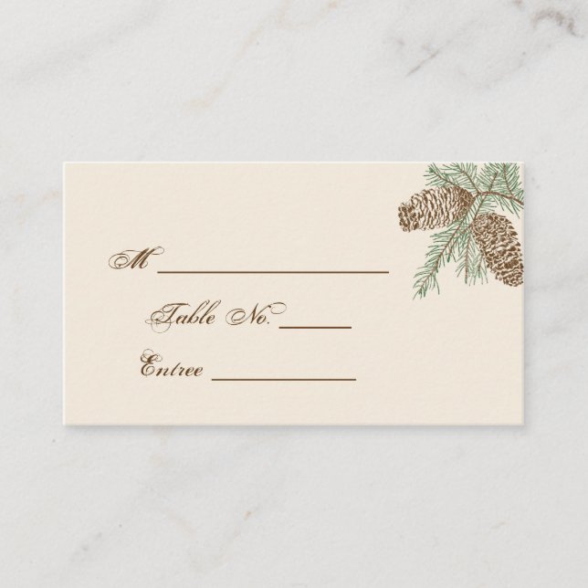 De Placement Pine Cone Nature sur Crème Carte Mariage Place (Devant)