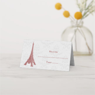 De Placement Red Eiffel Tower Damask Réception Carte Place