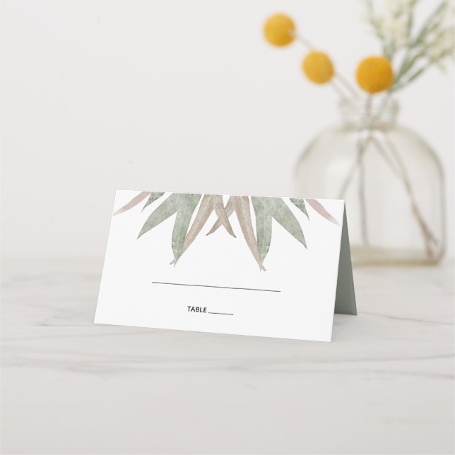 De Placement Russe Eucalyptus Feuille Mariage Carte Place (Devant)