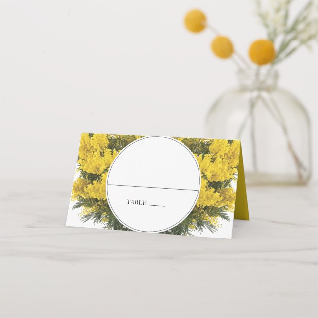 De Placement Rustique Wattle Acacia Mariage Carte Place (Devant)