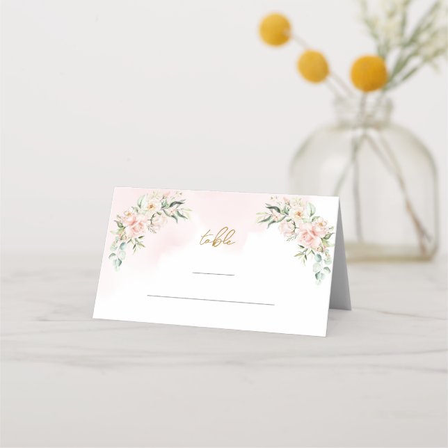 De Placement Soft rose pastel roses verdure or carte place (Devant)