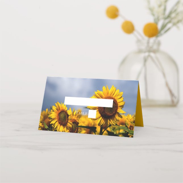 De Placement Sunflower Blue Sky Rustic Mariage Carte Place (Devant)