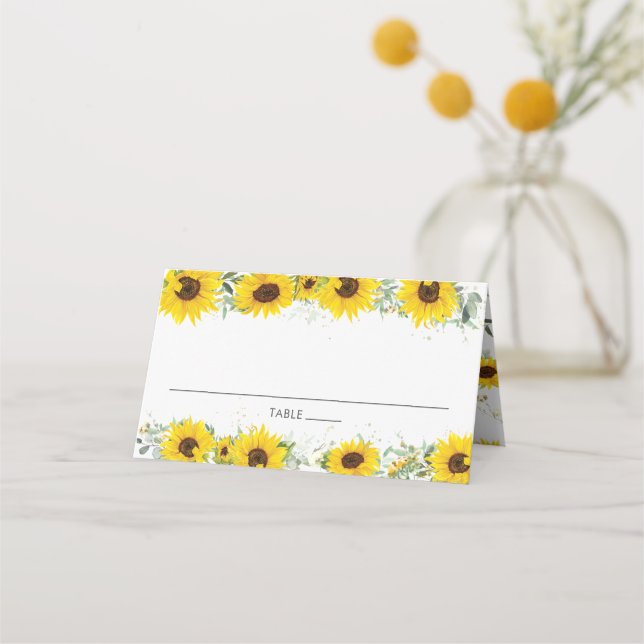 De Placement Sunflower Floral Douche Nom du client Carte Place (Devant)