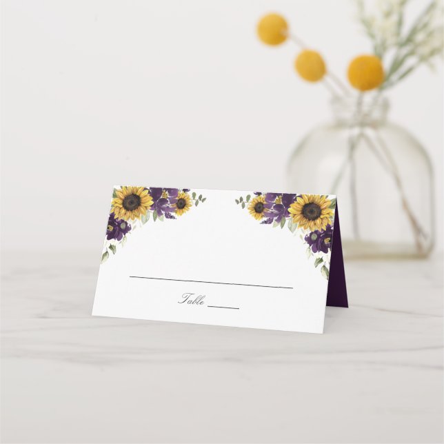 De Placement Sunflowers Violet violet Mariage Carte Place (Devant)