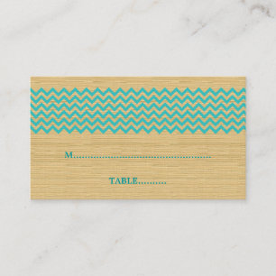 De Placement Turquoise Rustique Chevron Mariage Carte Place