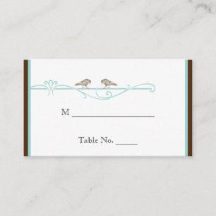 De Placement Voie d'oiseaux vintage en Aqua Mariage Brown Carte