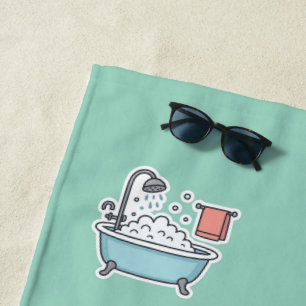 De Plage Baignoire mignonne avec bulles et serviette