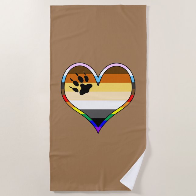 De Plage Bear Pride Heart Beach Serviette (Devant)