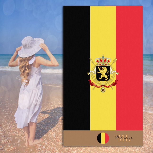De Plage Drapeau belge & Belgique monogrammed / serviette d (Créateur téléchargé)