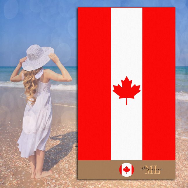 De Plage Drapeau canadien & Canada monogrammed / serviette  (Créateur téléchargé)