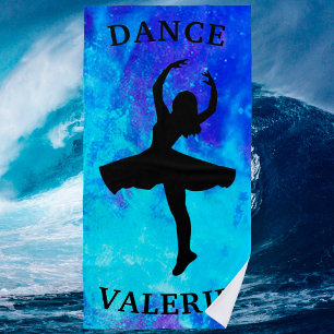 De Plage Filles Blue Galaxy Dance Beach Serviette avec nom