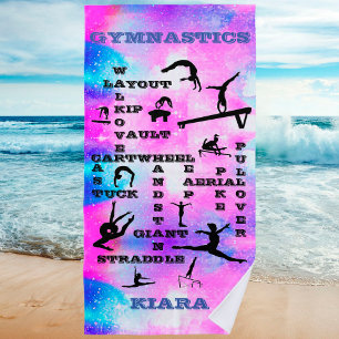 De Plage Gymnastique personnalisée Mots-croisés Serviette d