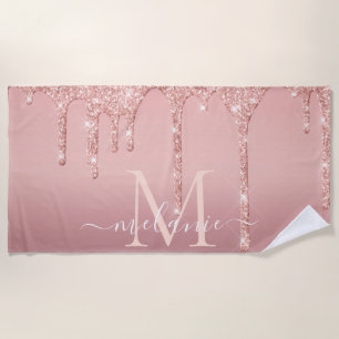 De Plage Rose Gold Parties scintillant Beach serviette Nom
