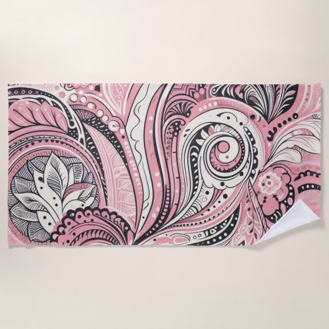De Plage Rose Paisley Le Home Studio Beach Serviette (Devant)
