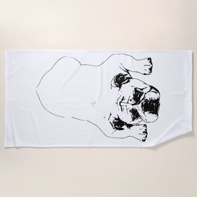 De Plage Serviette Calme Relaxation Bouledogue (Devant)