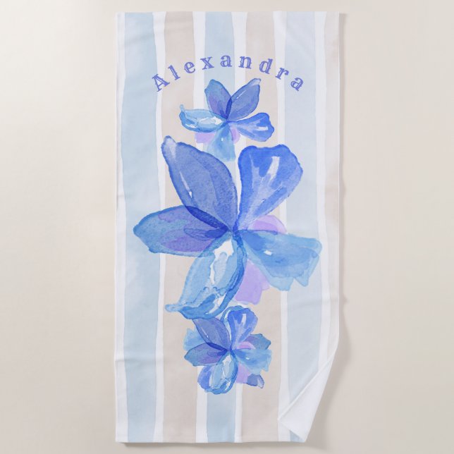 De Plage Serviette Florale Personnalisée (Devant)